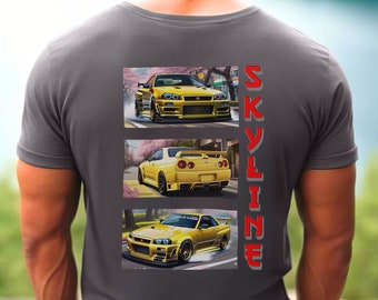 Nissan Skyline R34 T-Shirt, JDM Drift Style, Back Design