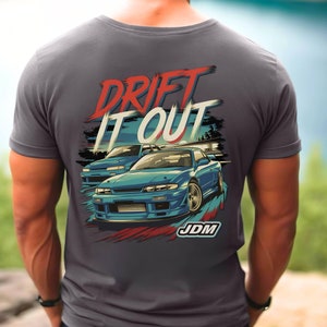 Maglietta Drift, maglietta JDM, bel regalo per ragazzo JDM, maglietta da drifting, ragazzo delle auto Nissan, amante del JDM, re del drift, maglietta per auto JDM, design sul retro, unisex