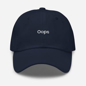 Oops Embroidered Cap | Funny Minimalist Hat | Trendy Baseball Cap | Casual Statement Hat | Gift for Women & Men