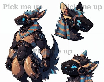 Protogen Adoptable 099 Anubis Fox Edition - Fursona, Furry Adopt, OC Reference Sheet