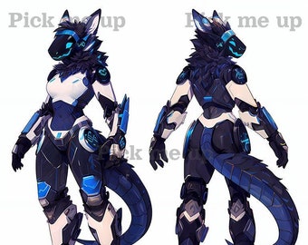 Protogen Adoptable 110 Fox Edition - Fursona, Furry Adopt, OC Reference Sheet