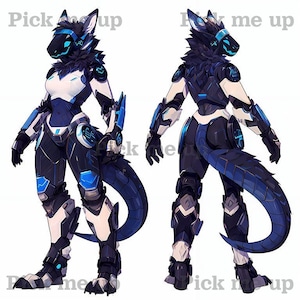 Protogen Adoptable 110 Fox Edition - Fursona, Furry Adopt, OC Reference Sheet