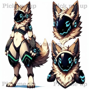 Protogen Adoptable 049 Fox Edition - Fursona, Furry Adopt, OC Reference Sheet