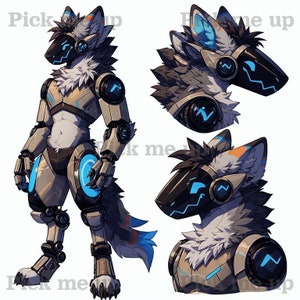 Protogen Adoptable 053 Fox Edition - Fursona, Furry Adopt, OC Reference Sheet