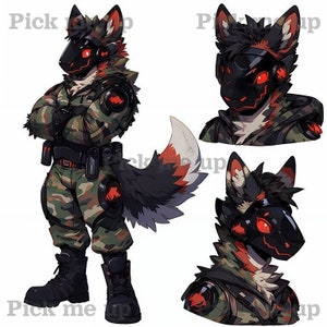 Protogen Adoptable 102  Fox Edition - Fursona, Furry Adopt, OC Reference Sheet
