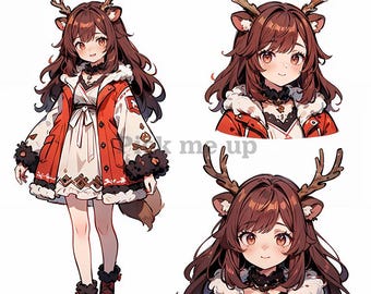 Furry Adoptable 140 Antler Deer Girl Edition - Fursona, Furry Adopt Reference Sheet