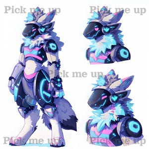 Protogen Adoptable 141 Fox Edition - Fursona, Furry Adopt, OC Reference Sheet