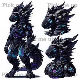 Protogen Adoptable 138 Dragon Edition - Fursona, Furry Adopt, OC Reference Sheet