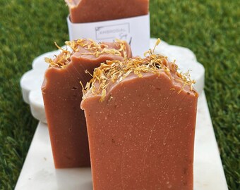 Bourbon Tobacco Soap Bar: Handmade Cold Process Soap with Calendula