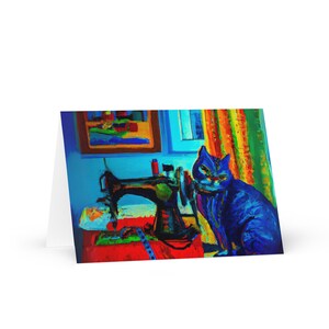 Biglietto d'auguri "Sewing Cats #24", biglietto di compleanno per appassionati di cucito, biglietto di ringraziamento per insegnanti, biglietto di ringraziamento per amici amanti dei gatti