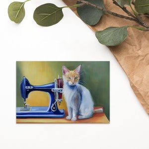 Carte postale #03 de couture de chats, oeuvre d'art originale, impression d'amateur de couture, carte postale humoristique de pendaison de crémaillère, carte de collègue qui aime les chats