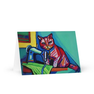 Sewing Cats #25 Grußkarte, Geburtstagskarte für Nähbegeisterte, Dankeskarte für Katzenliebhaber