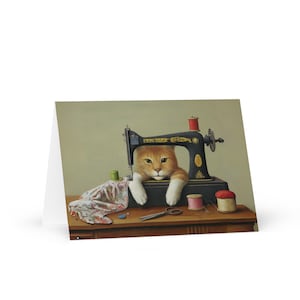 Cousant des chats #28, carte de voeux, carte d'anniversaire pour passionné de couture, carte de remerciement pour enseignant, carte de pendaison de crémaillère humoristique