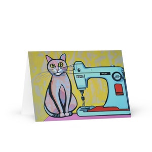 Costurando Gatos #08 Cartão de felicitações, cartão de aniversário para entusiastas de costura, cartão de agradecimento a professores, cartão de agradecimento para amigos que amam gatos