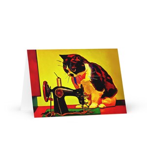 Biglietto d'auguri "Sewing Cats #23", biglietto di compleanno per appassionati di cucito, biglietto di ringraziamento per insegnanti, biglietto di ringraziamento per amici amanti dei gatti