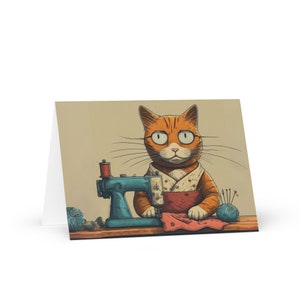 Comic Katzen #01 Grußkarte, Geburtstagskarte für Nähbegeisterte, Geschenk für Lehrer, humorvolle Einweihungskarte