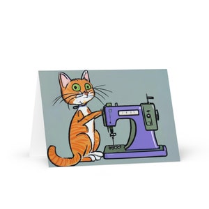 Sewing Cats #10 Grußkarte, Geburtstagskarte für Nähbegeisterte, Dankeskarte für Katzenliebhaber