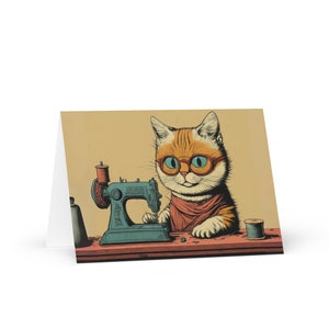 Comic Katzen #03 Grußkarte, Geburtstagskarte für Nähbegeisterte, Geschenk für Lehrer, humorvolle Einweihungskarte