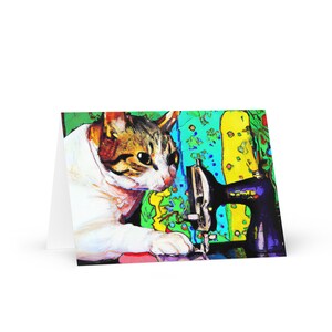 Gatti cuciti #22 Biglietto d'auguri, biglietto d'auguri per appassionato di cucito, biglietto di apprezzamento per insegnante, biglietto di ringraziamento per un amico amante dei gatti