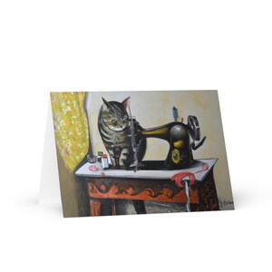 Gatos de costura #01 Cartão de felicitações, cartão de aniversário para entusiastas de costura, cartão de agradecimento para mães que amam gatos, cartão de inauguração de casa engraçado