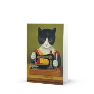 Sewing Cats #12 Grußkarte, Geburtstagskarte für Nähbegeisterte, Dankeskarte für Katzenliebhaber