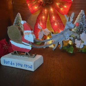 Santa in Sleigh Rudolph Ornament