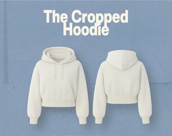 The Cropped Hoodie | Fashion Design CAD Pack | Apparel Mockups, Clothing Templates