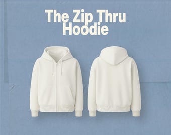 The Zip Thru Hoodie | Fashion Design CAD Pack | Apparel Mockups, Clothing Templates