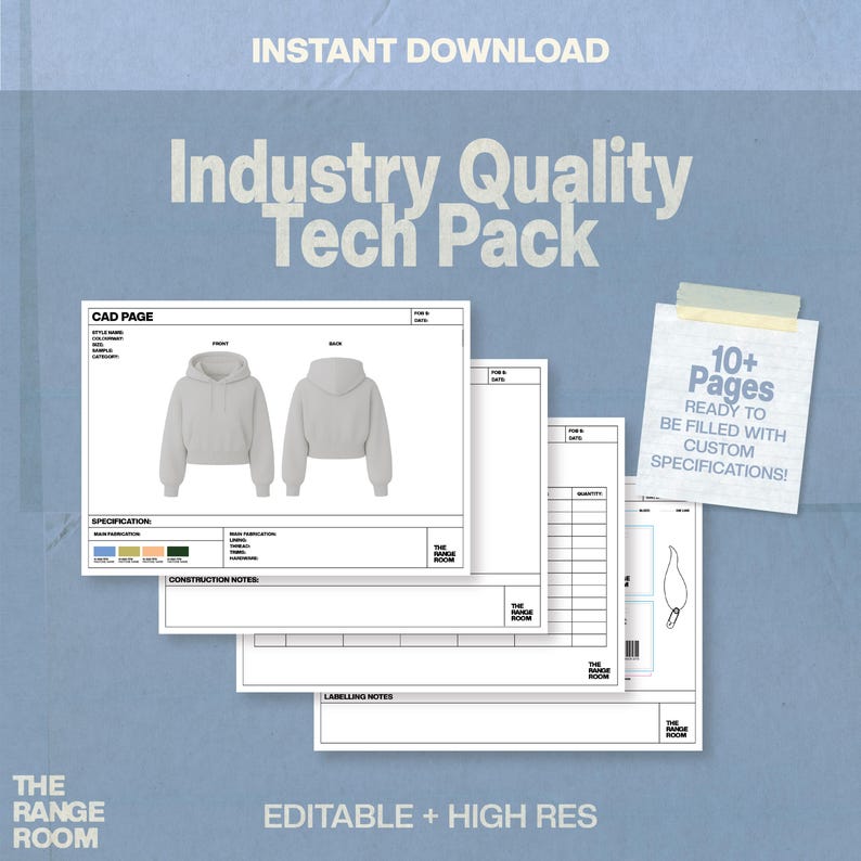 Fashion Tech Pack Template | Editable Specification Sheets (digital ...