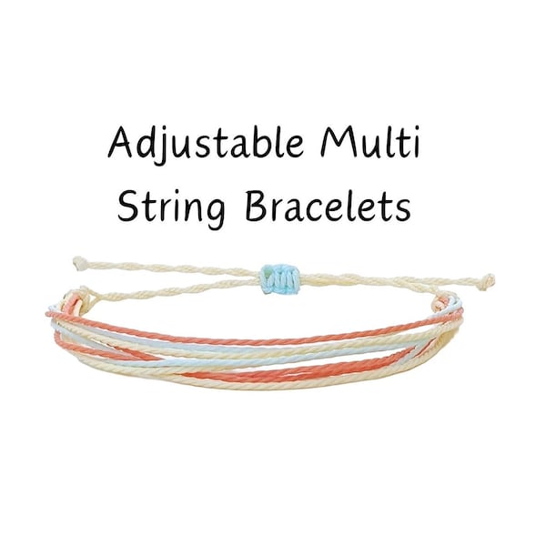 Multi String Bracelet/Adjustable Bracelet/Waterproof Bracelet/Gift/Surf Bracelet/Wax Cord Bracelet/Pura-Vida Style Bracelet/Beach Bracelet