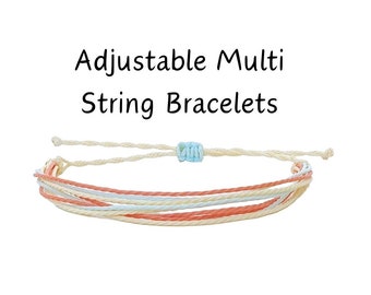 Multi String Bracelet/Adjustable Bracelet/Waterproof Bracelet/Gift/Surf Bracelet/Wax Cord Bracelet/Pura-Vida Style Bracelet/Beach Bracelet
