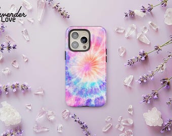 Pastel Tie Dye Phone Case, Rainbow Swirl Case, Psychedelic Hippie Cover, iPhone 16 15 14 13 Pro Max, Samsung S24 S23 S22 Ultra Plus, Pixel 8