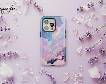Funda para teléfono con diseño de nube pastel iridiscente: diseño floral celestial para iPhone 17 16 15 14 13 Air Pro Max, Samsung S25 S24 S23 S22 Ultra Plus, Pixel 9 8