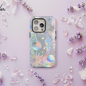 天体携帯ケース：虹色の太陽、月、星のGalaxyカバー iPhone 17 16 15 14 13 Air Pro Max、Samsung S25 S24 S23 S22 Ultra、Pixel 9 8