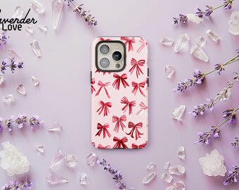 Coquette Christmas Phone Case, Bow Phone Case, Winter Phone Case, Gifts For Her, iPhone 16 15 14 13 12 11, Samsung S24, S23, Google Pixel 8