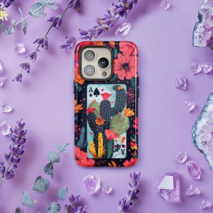 Funda para teléfono con plantas, naipes de cactus, bonito collage de póquer retro, álbum de recortes para iPhone 16, 15, 14 Pro Max, Samsung S24, S23 Ultra Plus, Pixel 8, 7