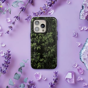 Nature Inspired Tough case, Green Botanical Leaf Pattern, Forest Case iPhone 16 15 14 13 Pro Max, Samsung S24 S23 S22 Ultra Plus, Pixel 8 7
