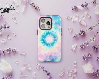 Pastel Tie Dye Phone Case, Rainbow Swirl Case, Psychedelic Hippie Cover, iPhone 16 15 14 13 Pro Max, Samsung S24 S23 S22 Ultra Plus, Pixel 8