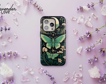 Butterfly Floral Phone Case: Cottagecore Dark Academia Style iPhone 17 16 15 14  Air Pro Max, Samsung S25 S24 S23 S22 Ultra Plus, Pixel 9 8