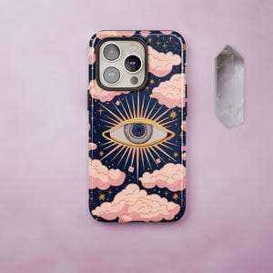 Trippy Third Eye Phone Case: Sun, Moon & Stars Celestial Design iPhone 17 16 15 14  Air Pro Max, Samsung S25 S24 S23 S22 Plus, Pixel 9 8 7