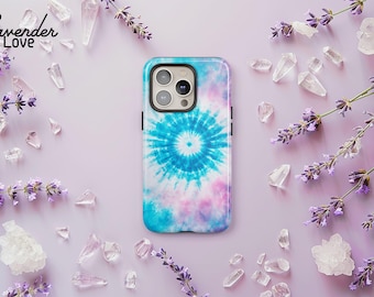 Pastel Tie Dye Phone Case, Rainbow Swirl Case, Psychedelic Hippie Cover, iPhone 16 15 14 13 Pro Max, Samsung S24 S23 S22 Ultra Plus, Pixel 8