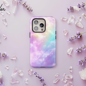Rainbow Cloud Phone Case: Iridescent Pastel Aura Cover iPhone 17 16 15 14 13 Air Pro Max, Samsung S25 S24 S23 S22 Ultra Plus, Pixel 9 8 7