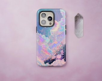 Schillernde Pastell Wolke Handyhülle: Blumen Design iPhone 17 16 15 14 13 Air Pro Max, Samsung S25 S24 S23 S22 Ultra Plus, Pixel 9 8