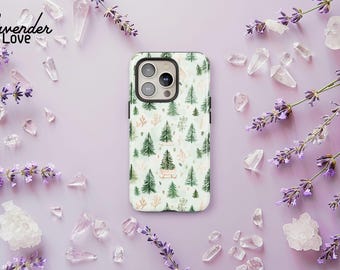 Green Christmas Tree Phone Case, Cute Holiday X-Mas Winter Cover, Gifts for Her iPhone 16 15 14 13 Pro Max, Samsung S24 S23 Ultra, Pixel 8 7