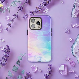 Pastel Aura Phone Case, Cute Girly Iridescent Inspired Rainbow Cover iPhone 16 15 14 13 12 11 Pro Max, Samsung S24 S23 Ultra Plus, Pixel 8 7