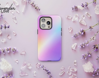 Pastel Rainbow Gradient Phone Case, Pink Purple Girly Ombre Aura Cover iPhone 16 15 14 13 12 Pro Max, Samsung S24 S23 Ultra Plus, Pixel 8 7