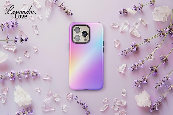 Pastel Rainbow Gradient Phone Case, Pink Purple Girly Ombre Aura Cover iPhone 16 15 14 13 12 Pro Max, Samsung S24 S23 Ultra Plus, Pixel 8 7