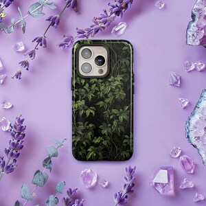 Von der Natur inspirierte robuste iPhone 16 15 14 13 Pro Max, Samsung S24 S23 S22 Ultra Plus, Pixel 8 7 Hülle, Grünes Botanisches Blattmuster