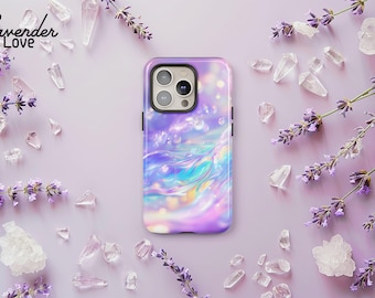 Iridescent Inspired Rainbow Phone Case, Pastel Ocean Water Aura Cover iPhone 16 15 14 13 12 11 Pro Max, Samsung S24 S23 Ultra Plus, Pixel 8