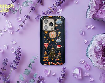Telefoonhoesje kerstboom, magische vakantiecover, cadeau imitatieborduurwerk iPhone 16 15 14 13 12 11 Pro Max, Samsung S24 S23 Ultra Plus, Pixel 8